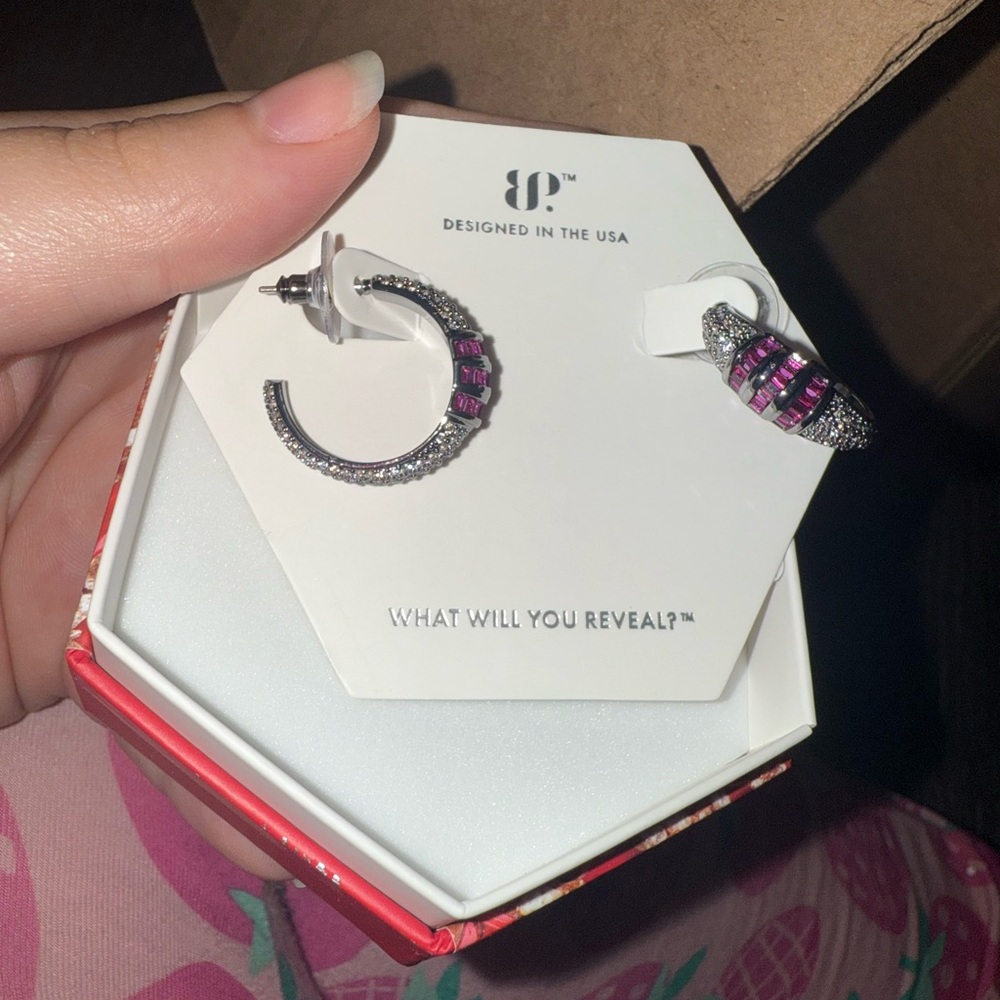 BP Silver and Purple Statement Earrings